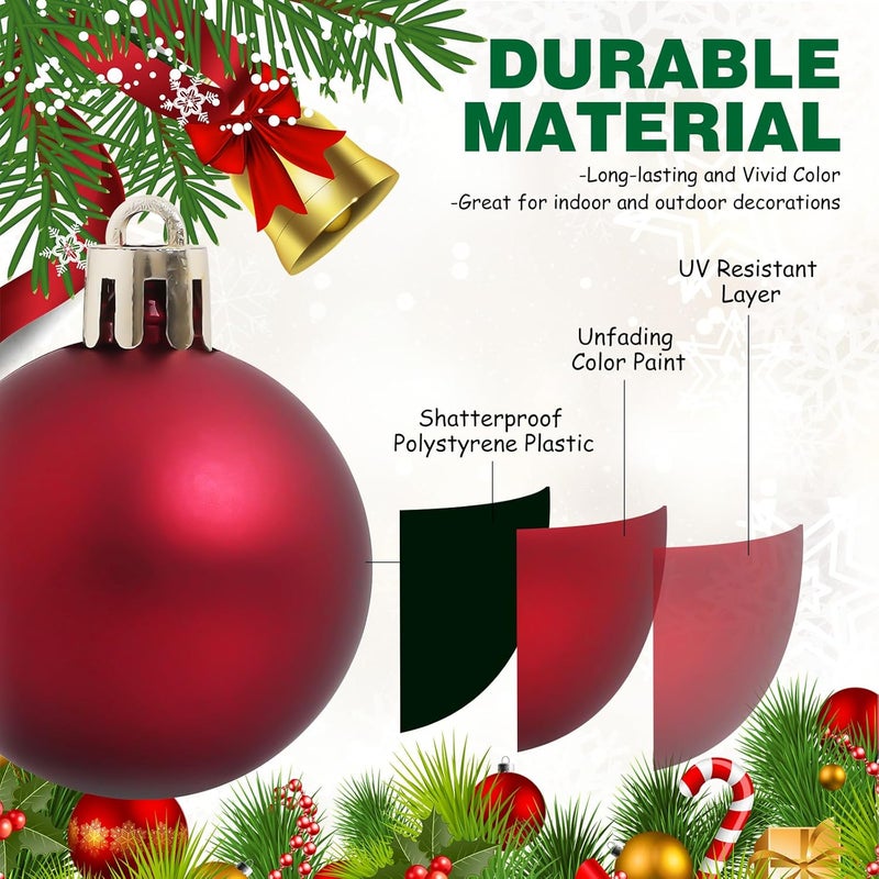 TranquilBliss 36 Pcs-2.36" Christmas Ball Ornaments, Shatterproof Hanging Balls, Tree Decorations for Xmas Tree, Wreath Decor, Holiday Party, Burgundy Red - Image 4